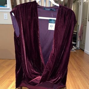 Ralph Lauren Velvet Burgundy Top